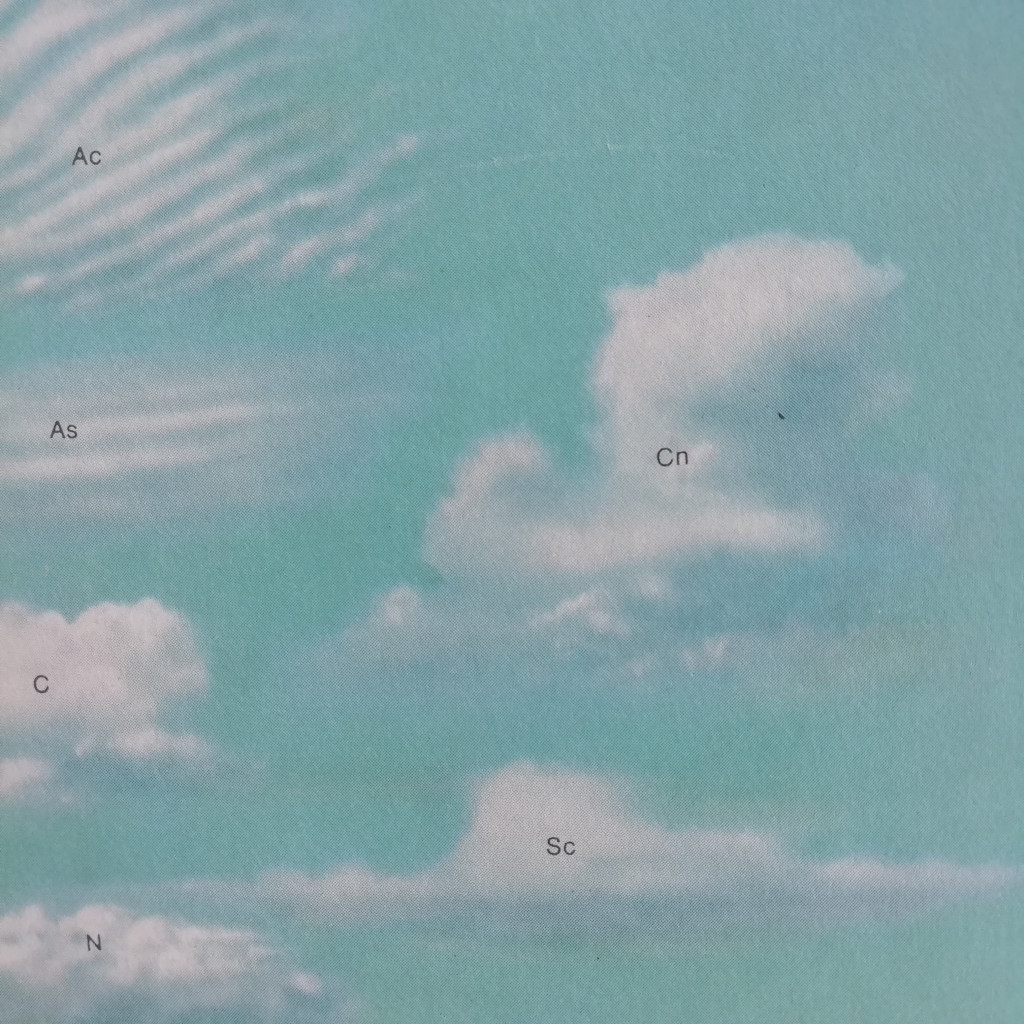nuvole 2 Pastel color image of various types of clouds with text over each cloud example the text is letters that denote the type of cloud